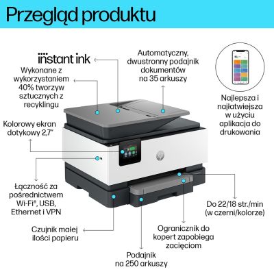 83. HP OfficeJet Pro 9120e Kabelloser All-in-One-Farbdrucker, Instant Ink; Duplexdruck