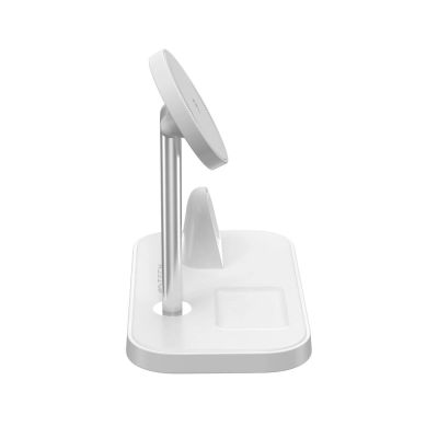 4. Tech-Protect QI15W-A22 induktives MagSafe-Ladegerät mit 3in1 MagSafe-Ständer für Smartphone / Apple Watch / AirPods – Weiß