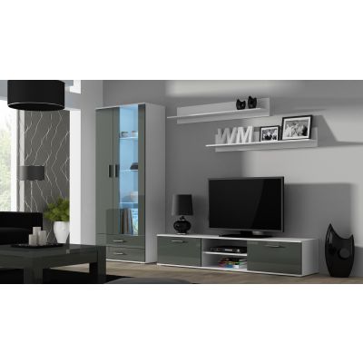 4. TV-Schrank SOHO 180 weiß/grau glänzend