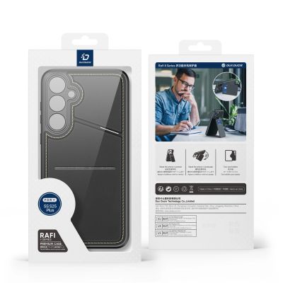 18. Dux Ducis Rafi II Hülle für Samsung Galaxy S25+ mit Ständer und Geldbörse – Schwarz