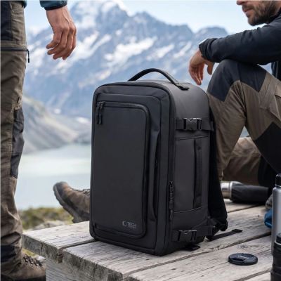 10. Tech-Protect Defender S50 Rucksack für Ryanair & Wizzar, 20 l Laptop, Schwarz
