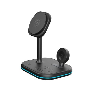 3. Tech-Protect QI15W-A27 3in1 induktives Ladegerät mit Ständer mit MagSafe für Smartphone / Apple Watch / AirPods – Schwarz