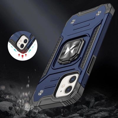 6. Wozinsky Ring Armor Hülle für iPhone 14 Plus gepanzerte Hülle magnetischer Haltering blau