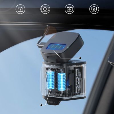 16. Baseus PrimeTrip VD1 Pro 4K Autokamera mit 1080p-Rückfahrkamera und Stromversorgungsset – Schwarz