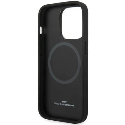 7. Hülle BMW BMHMP14X22RFGK iPhone 14 Pro Max 6.7" schwarz/schwarz Leder Rautenmuster MagSafe