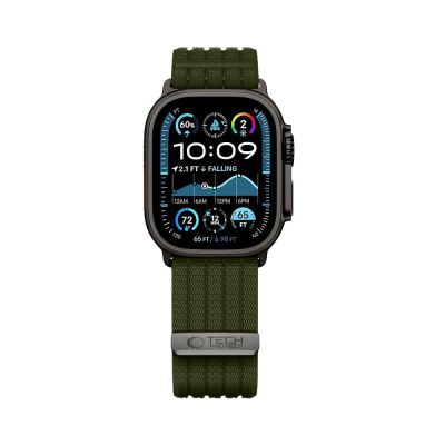 3. Tech-Protect Nylon-Sportarmband für Apple Watch 44 / 45 / 46 / 49 mm – Dunkelgrün