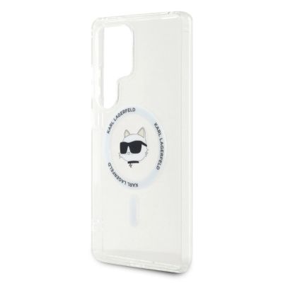 6. Karl Lagerfeld Button Choupette Head Gedrucktes Logo MagSafe Samsung Galaxy S25 Ultra Hülle weiß