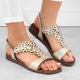3. Sergio Leone W SK445 flache Sandalen in Gold mit Lochmuster