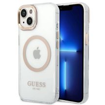 Guess GUHMP14SHTRMD iPhone 14 6.1 "Gold / Gold Hartschalenetui Metal Outline Magsafe
