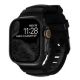 10. Nomad Rocky Point Armband, schwarzes Leder, Titan