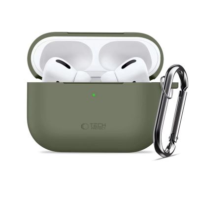 3. Tech-Protect Silikon-Hakenhülle für AirPods Pro – Olivgrün