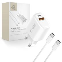 Tech-Protect NCA45W-GAN 2-Port 45W Wandladegerät mit USB-C-Kabel – Weiß