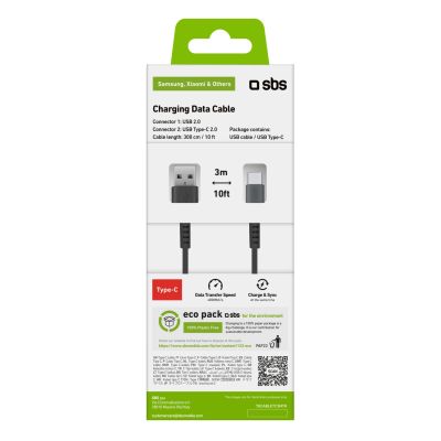4. SBS TECABLETC3MTK USB-A – USB-C-Kabel 3 m – Schwarz