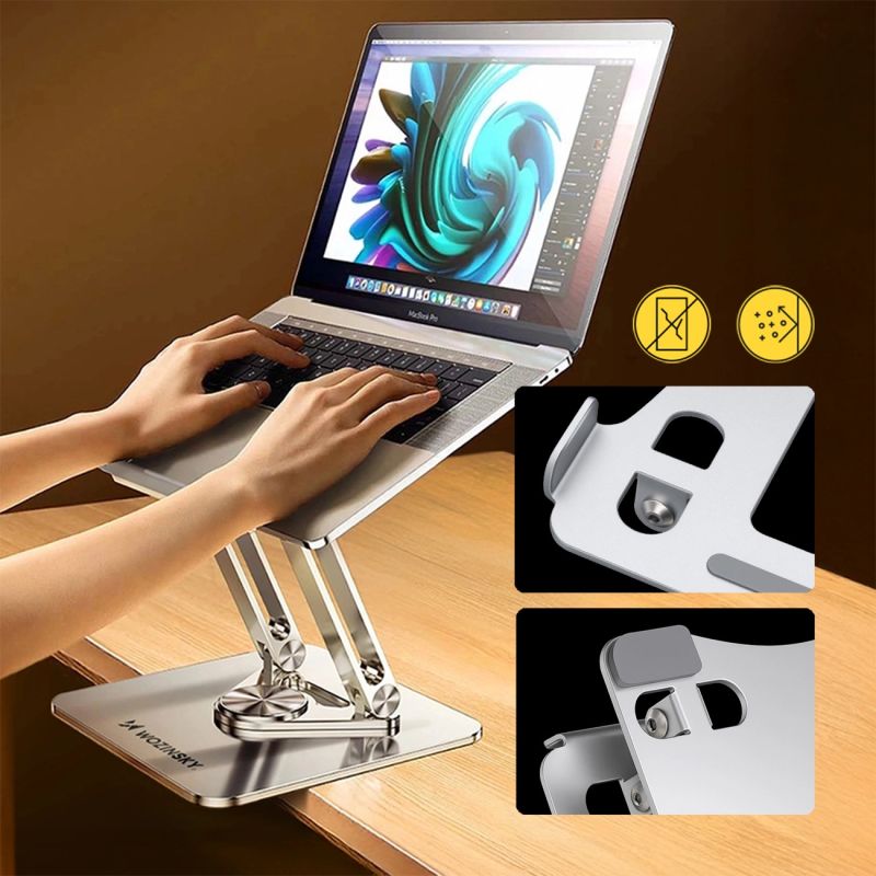 10. Wozinsky WRS-CPY84SS Laptop- und Tablet-Ständer aus Aluminium + gratis Smartphone-Ständer – Silber