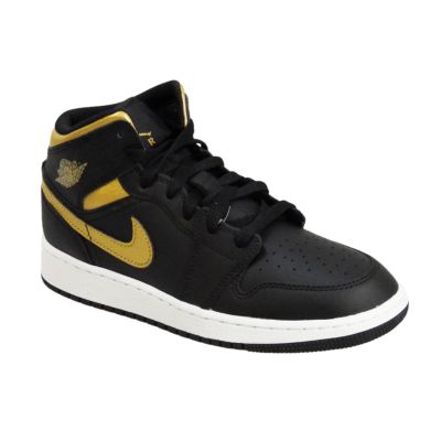 4. Air Jordan 1 Mid Junior (GS) Basketballschuh Schwarz/Metallic-Gold - DQ8423-071