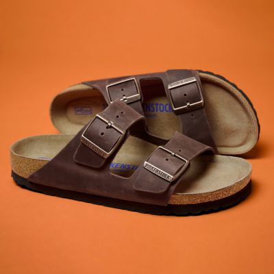 12. Birkenstock Arizona Soft Footbed Oiled Leather Habana Schmale Damen-Sandalen (0452763)