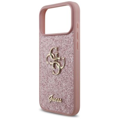 6. Guess Fixed Glitter Big 4G Hülle für iPhone 18 Pro Max / 17 Pro Max – Pink