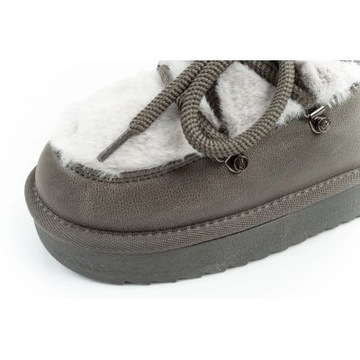 6. D.Franklin Damen Winter Schneestiefel, modisches Fellfutter, grau