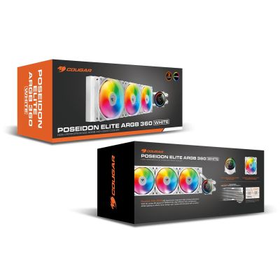 6. COUGAR DISS A LIQUIDO COUGAR 3MPSD360W POSEIDON ELITE ARGB 360 WHITE 392x121x27mm SKT 115x-1200-1700-1366-AM5-AM4-FM2-FM1-AM3 ARGB