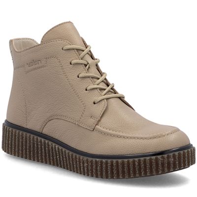 Beige Leder-Keilstiefeletten für Damen Rieker Y4304-20