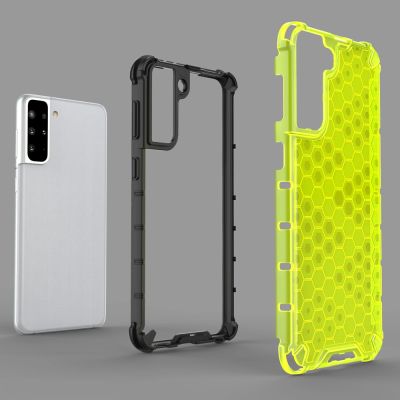 5. Wabenhülle Panzerhülle mit Gelrahmen für Samsung Galaxy S22 + (S22 Plus) blau