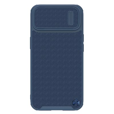 Nillkin Textured S Case für iPhone 14 Plus, gepanzerte Hülle mit Kameraabdeckung, blau
