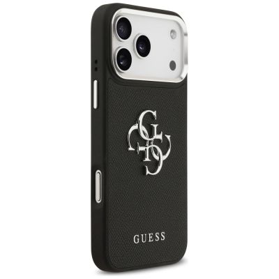 4. Guess Grained Big 4G Classic Logo Hülle für iPhone 17 Pro Max - Schwarz