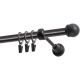 Einläufige Gardinenstange Ø 19 mm, schwarz, 160 cm, Knopf MAX, mit Ringen, KOWALSKI