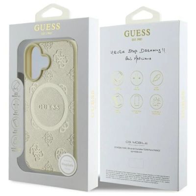 8. Guess Saffiano Peony Classic Logo MagSafe Hülle für iPhone 16 - Gold