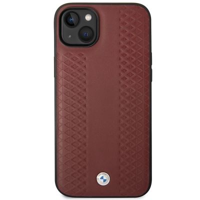 3. Hülle BMW BMHCP14S22RFGR iPhone 14 6.1" Burgund/Burgund Leder Rautenmuster