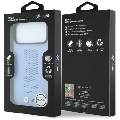 8. BMW M Blue Perfo Metal Logo MagSafe Hülle für iPhone 18 Pro / 17 Pro - Blau