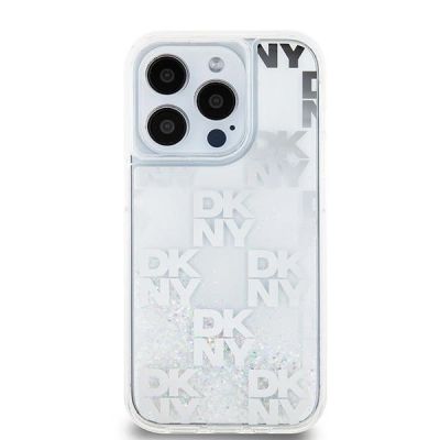3. DKNY Liquid Glitter Multilogo Hülle für iPhone 15 Pro – Weiß