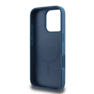 7. Guess 4G Ring Classic Logo MagSafe-Hülle für iPhone 16 Pro – blau
