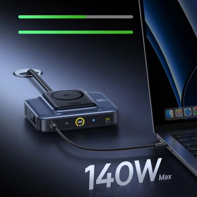 8. Baseus Nomos NH21 6-in-1 245W Kabellose Ladestation mit zwei einziehbaren USB-C-Kabeln – Schwarz