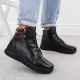 11. Schwarze Damen-Lederstiefeletten mit Keilabsatz Vinceza 39963