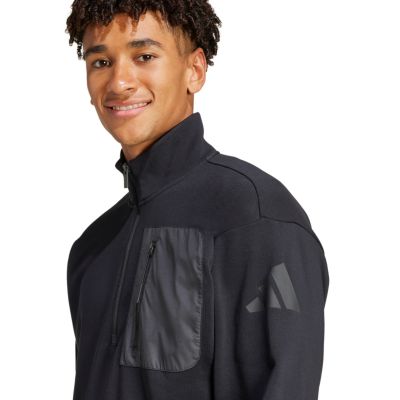 5. adidas City Escape Fleece-Sweatshirt mit halbem Reißverschluss, schwarz, JF3290