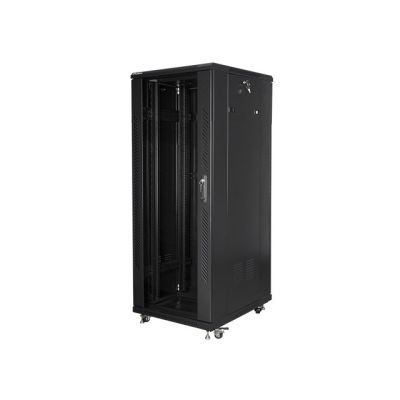 3. Lanberg FF01-6832-12B einteiliger abschließbarer Schrank (32 HE; 19 Zoll / 600 mm / 800 mm; Standgerät; Vollglas; 800 kg; schwarz)