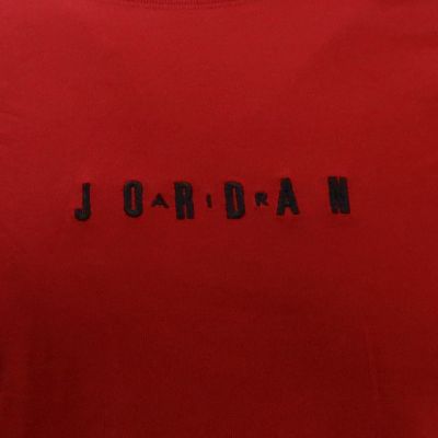 3. Air Jordan Jumpman besticktes Air Crew rotes Herren-T-Shirt - DM3182-689