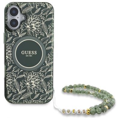 2. Guess IML Flowers Allover Electro With Pearl Strap MagSafe Hülle für iPhone 16 - grün