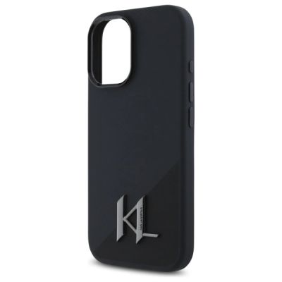 6. Karl Lagerfeld Silikon Shadow Metal Initial MagSafe Hülle für iPhone 16 – Schwarz