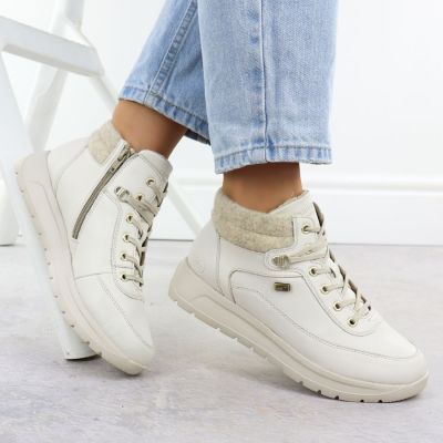 5. Damen-Lederstiefel, wasserdicht, cremefarben, Remonte Rieker D2V71-80