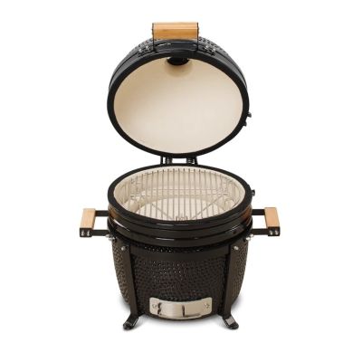 3. Kamado Bono Minimo Keramikgrill 15 Zoll Kamado Grillwagen Holzkohle (Brennstoff) Schwarz