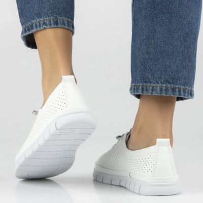 8. Damen-Lederschuhe mit Lochmuster, weiß, Filippo DP7671