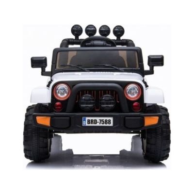 Batteriebetriebenes Auto Jeep BRD-7588 LED-Leuchten MP3-Fernbedienung Weiß 4x4