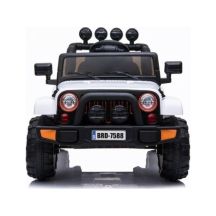 Batteriebetriebenes Auto Jeep BRD-7588 LED-Leuchten MP3-Fernbedienung Weiß 4x4