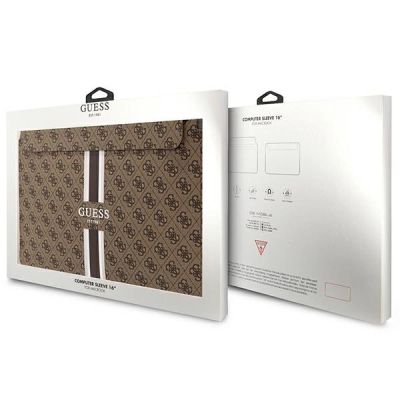 4. Guess 4G Printed Stripes Hülle für einen 16-Zoll-Laptop – Braun