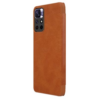 4. Nillkin Qin Case Schutzhülle für Xiaomi Redmi Note 11T 5G / Note 11S 5G / Note 11 5G (China) / Poco M4 Pro 5G, Kamera-Abdeckung, Holster-Abdeckung, Klapphülle, Braun
