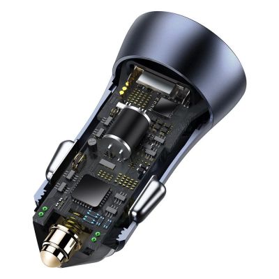 5. Baseus Golden Contactor Pro Quick Charger Auto Ladegerät 2x USB 40 W Quick Charge SCP FCP AFC + USB - USB Typ C Kabel grau (TZCCJD-A0G)