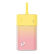Baseus Popsicle 5200mAh 20W Powerbank mit integriertem Lightning Kabel (+ weißes Baseus Simple USB-C - USB-C 60W/20V/3A/30cm Kabel) - Gelb-Pink
