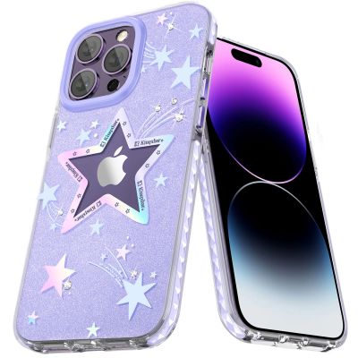 2. Kingxbar Heart Star Series Hülle für iPhone 14 Plus Lila Star Hülle
